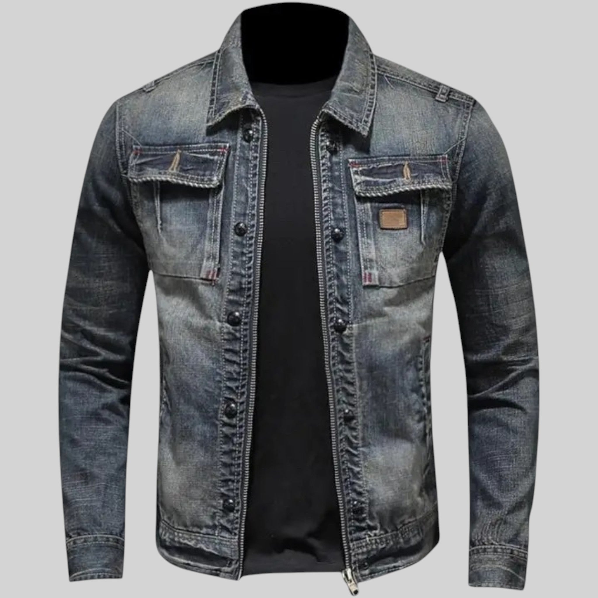 Karl klassieke spijkerjas met stoere, ruwe afwerking