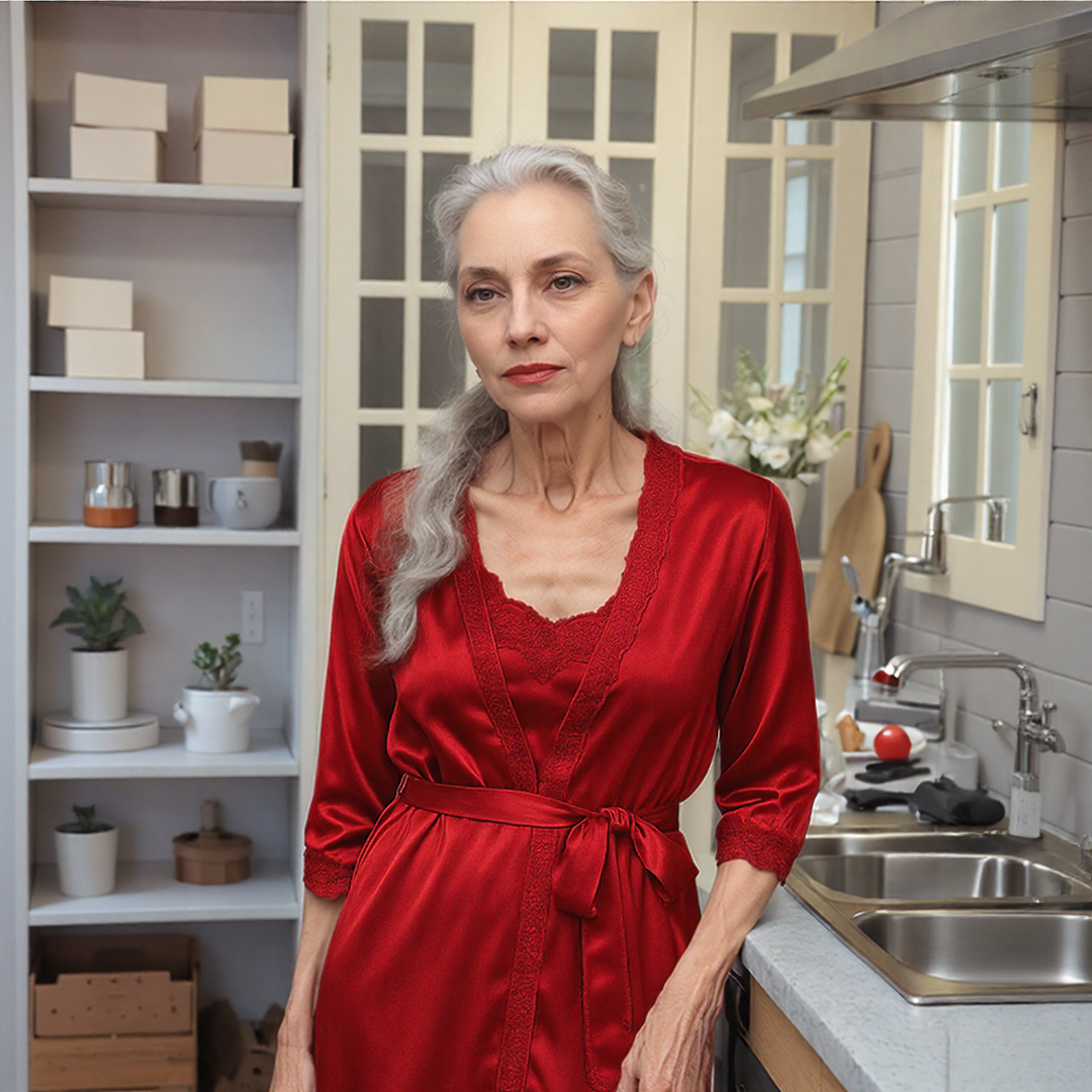 Vivienne luxe satijnen nachtkledingset (5-delig)