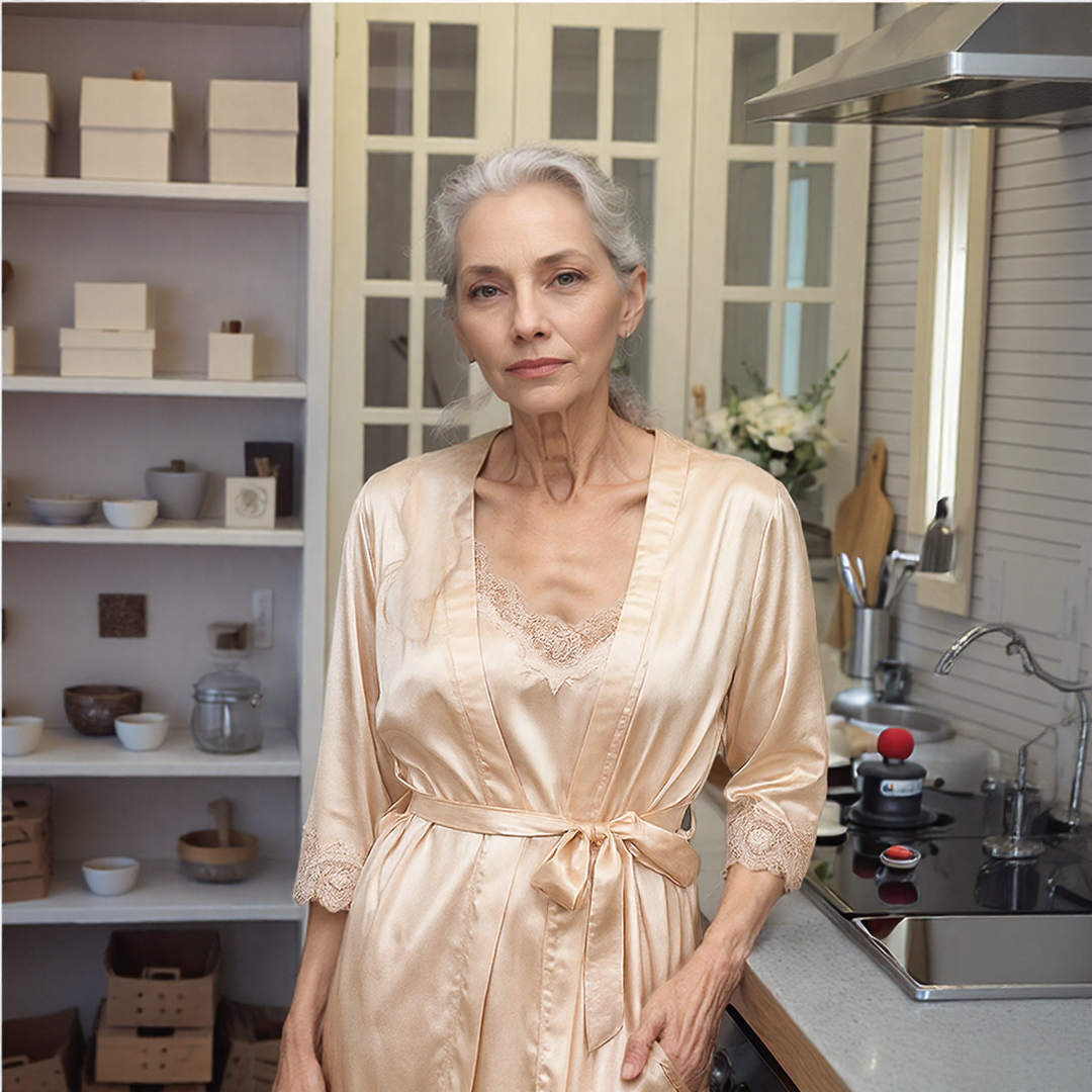 Vivienne luxe satijnen nachtkledingset (5-delig)