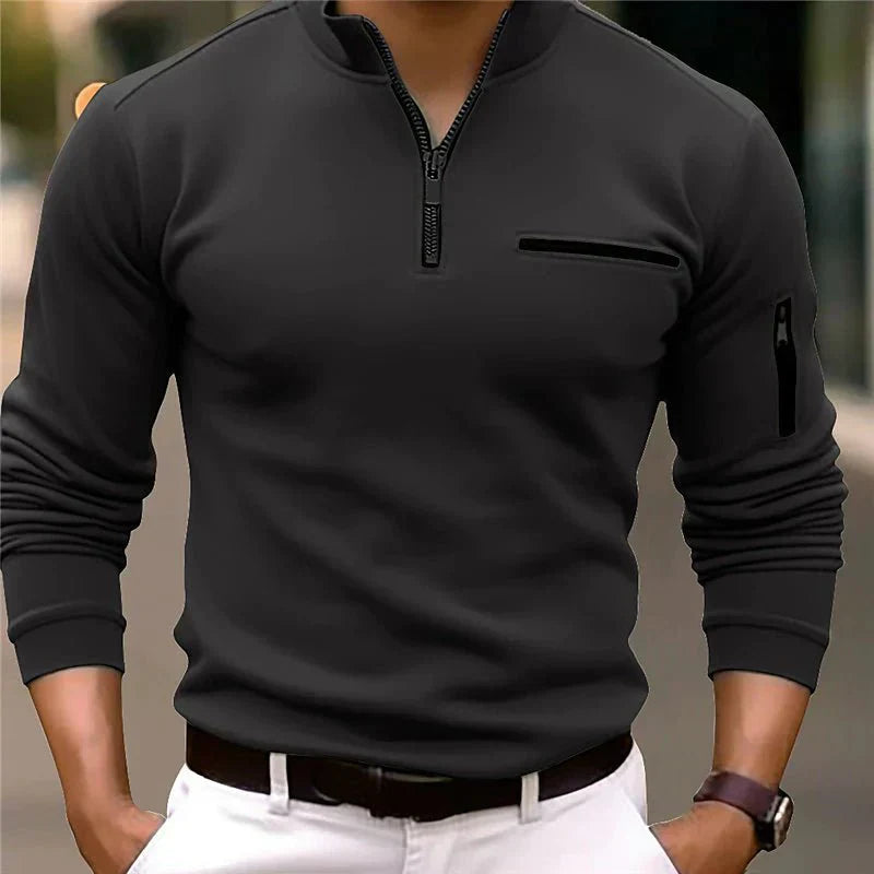 Erik™ | Quarter-Zip Polo Zwart