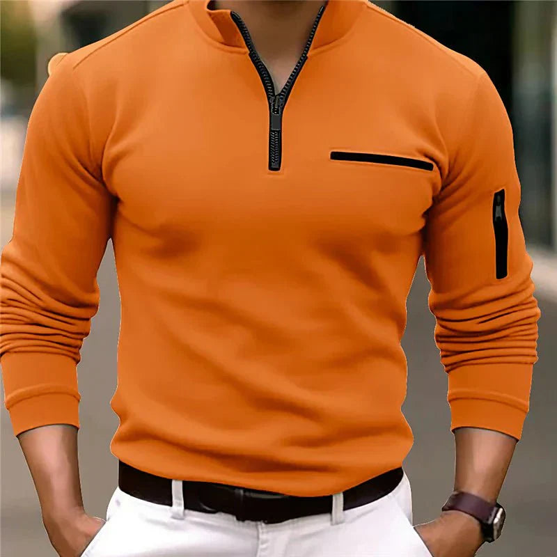 Erik™ | Quarter-Zip Polo Oranje