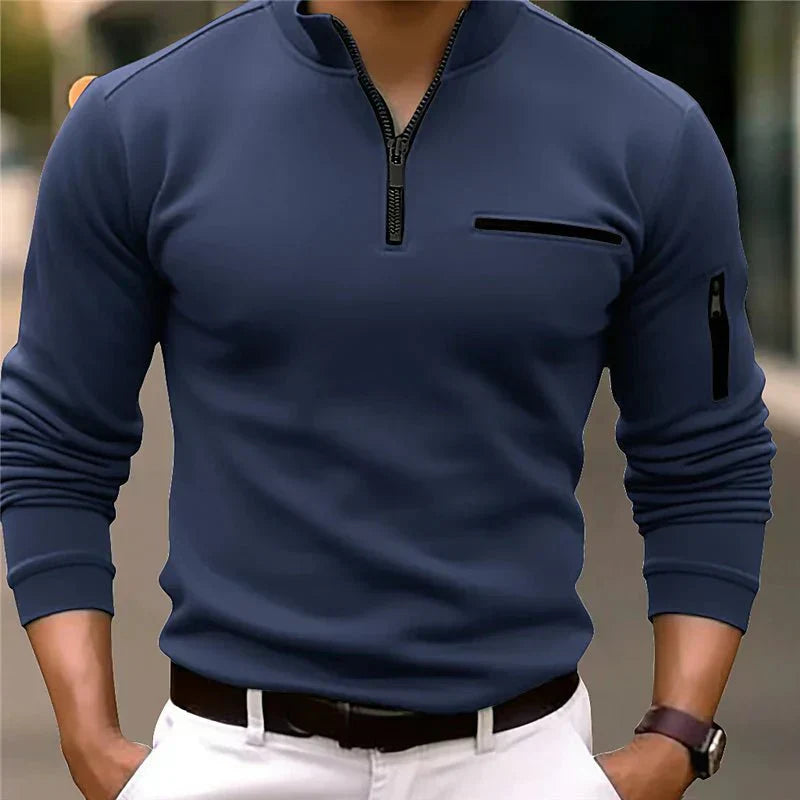 Erik™ | Quarter-Zip Polo Marineblauw