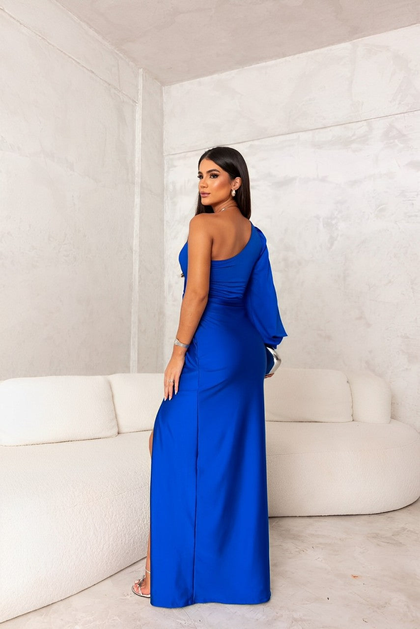 Mila™ | Elegance One-Shoulder Dress – Tijdloos & Verfijnd Blauw