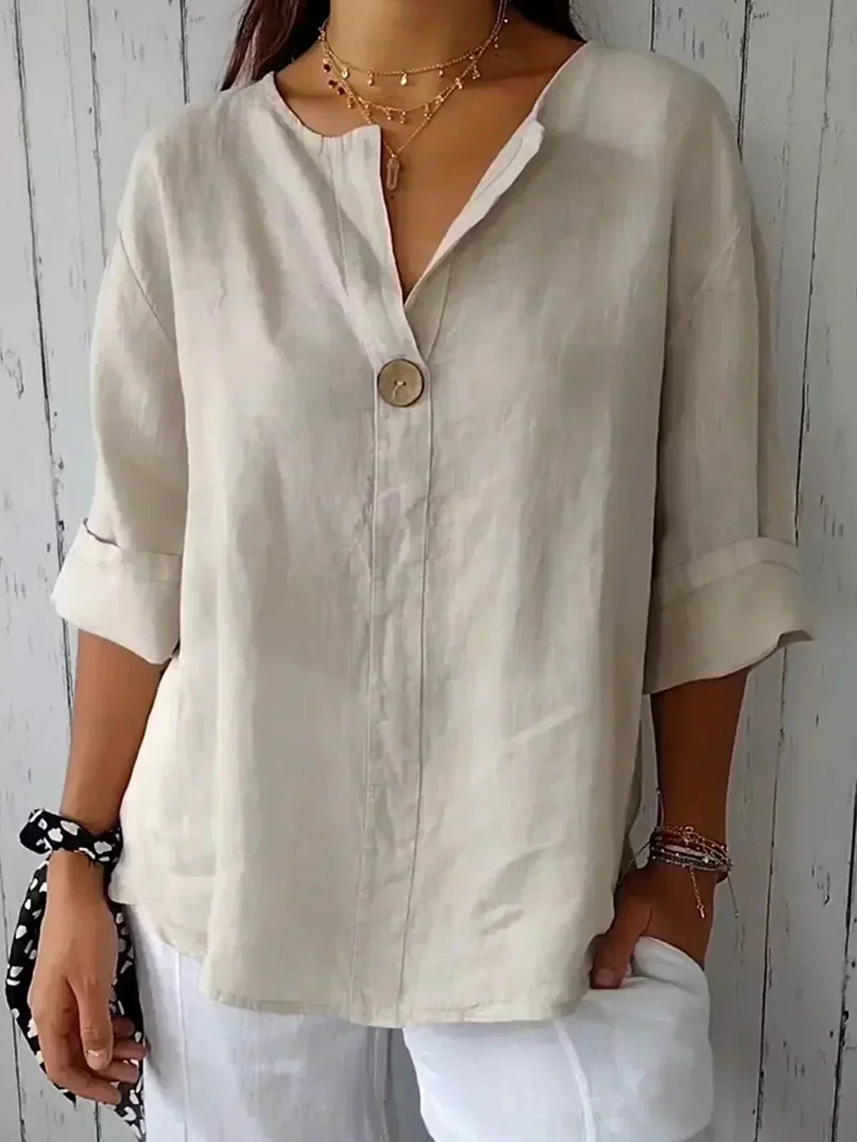 Mira luchtige linnen blouse