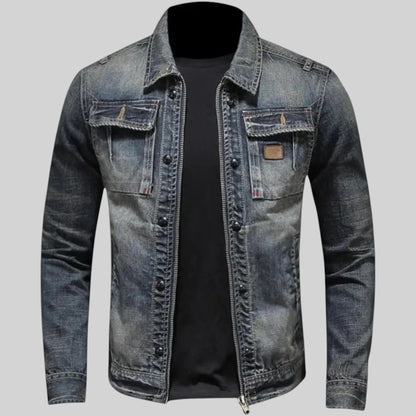 Karl klassieke spijkerjas met stoere, ruwe afwerking