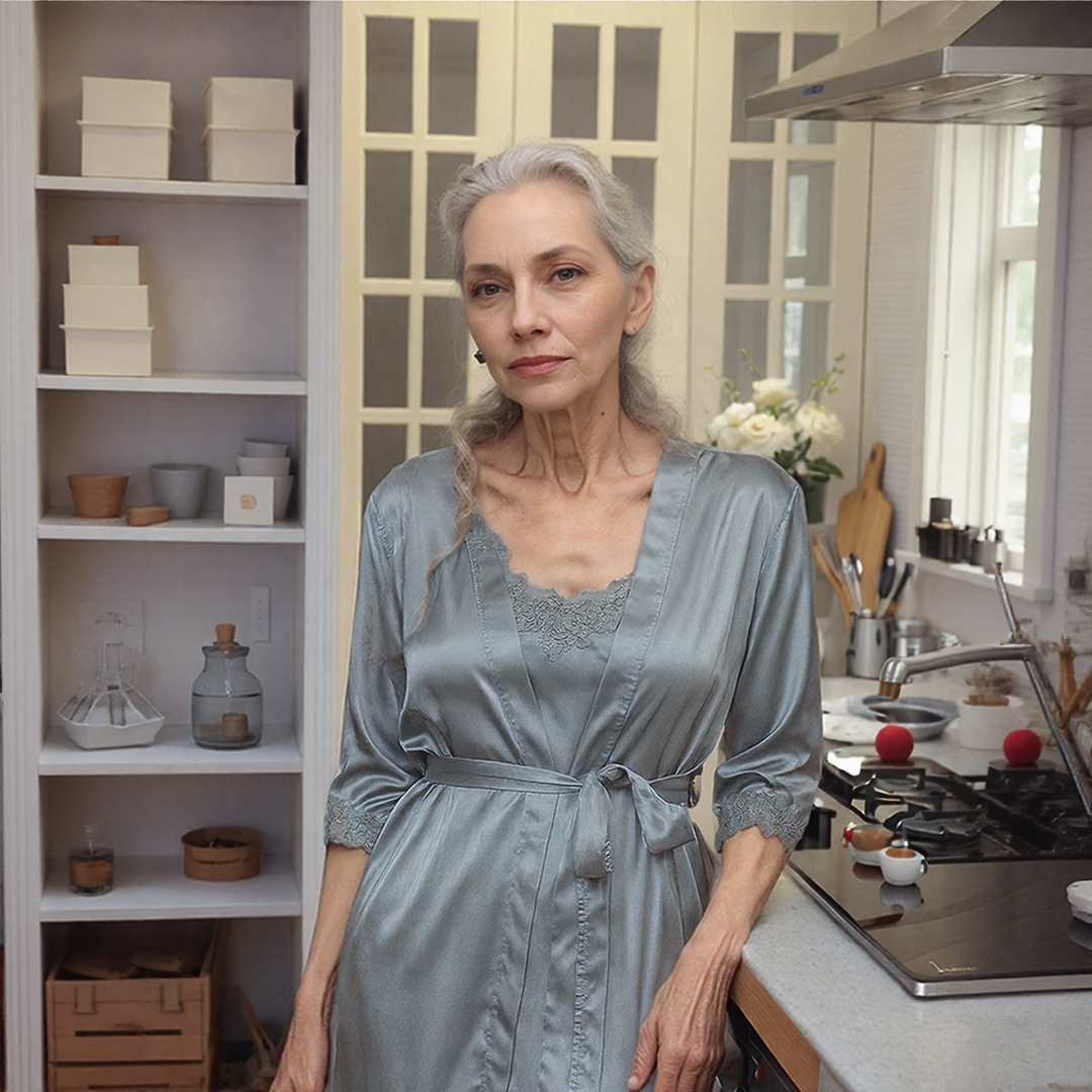 Vivienne luxe satijnen nachtkledingset (5-delig)