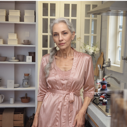 Vivienne luxe satijnen nachtkledingset (5-delig)