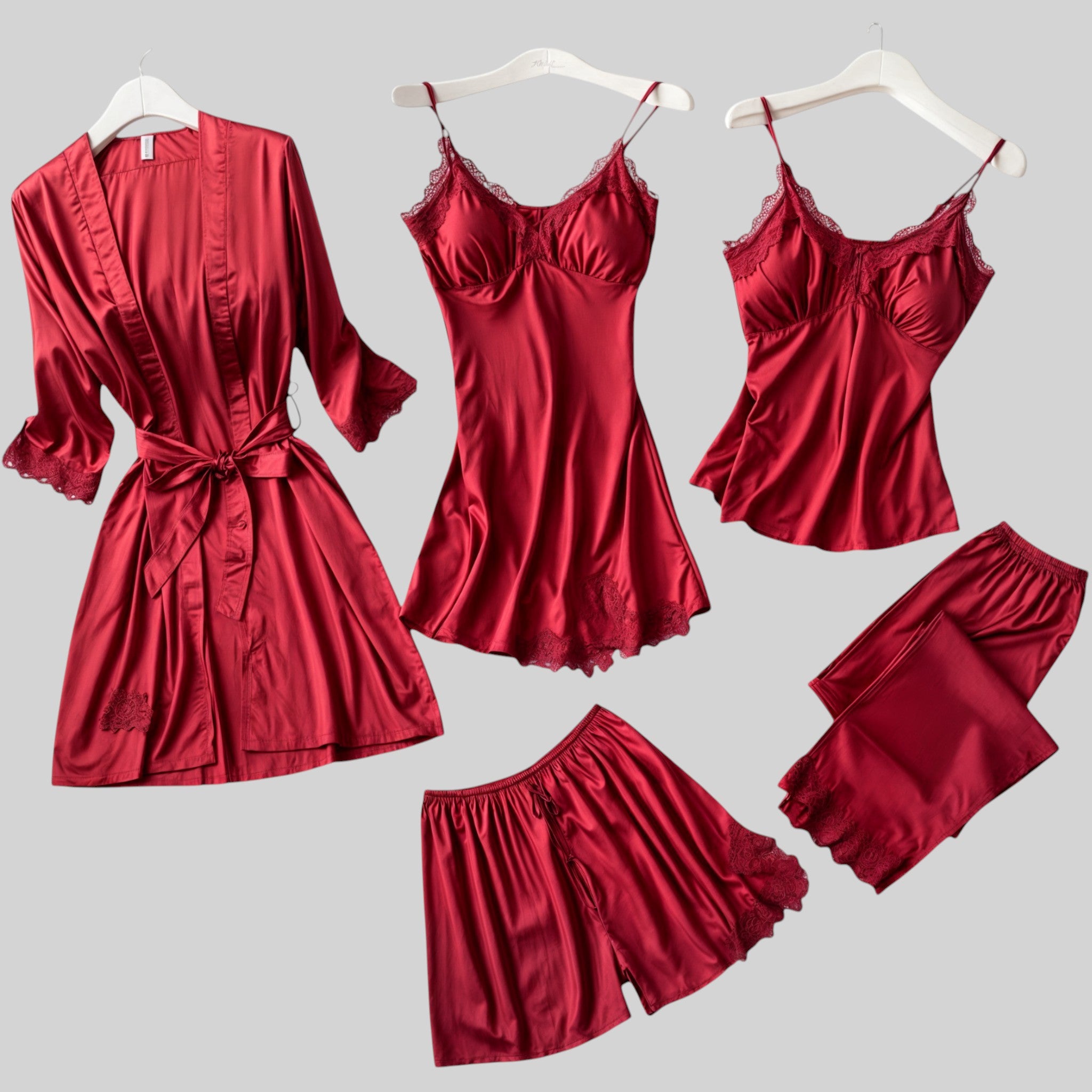 Vivienne luxe satijnen nachtkledingset (5-delig)