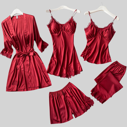 Vivienne luxe satijnen nachtkledingset (5-delig)