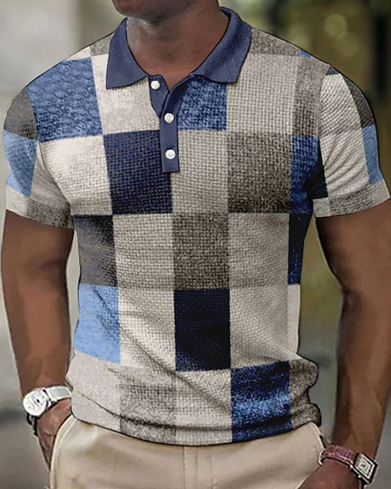 Daan™ | Kurzarm-Polo Blauw-Wit-Grijs